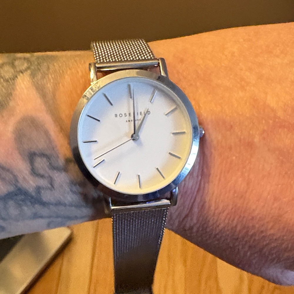 Woman’s Silver Mesh Strap Watch - Silver Dial
